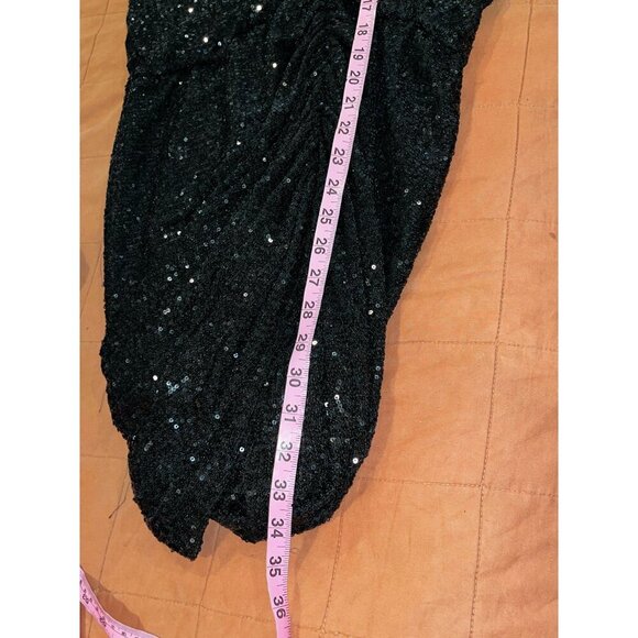 Retrofete Flynn Ruched Sequin Tulle Mini Dress Medium Black Puff Sleeve Shoulder - Picture 8 of 10